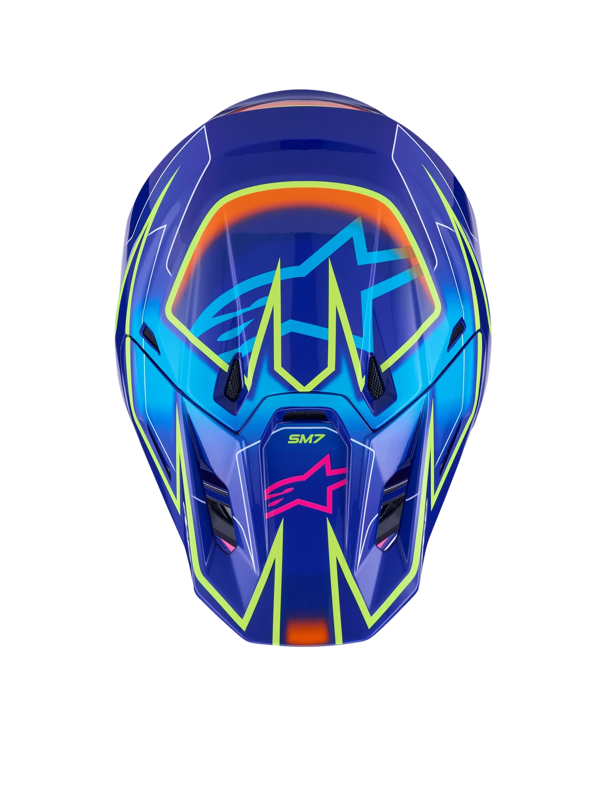 Alpinestars SM7 Offroad Helmet for Medium Size (Blue/Pink/Yellow Fluo)