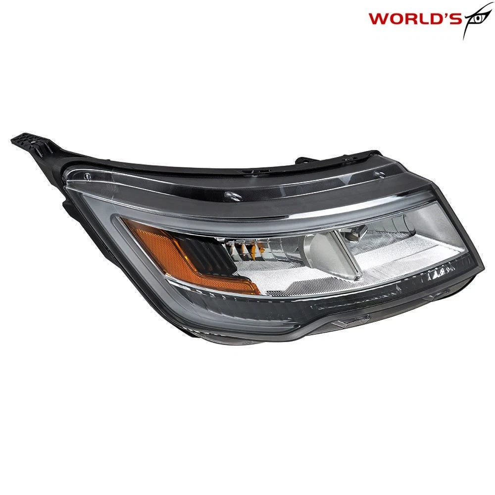 Set of 2 Headlight Assemblies for Ford Explorer (2016–2018) with LED DRL Chrome