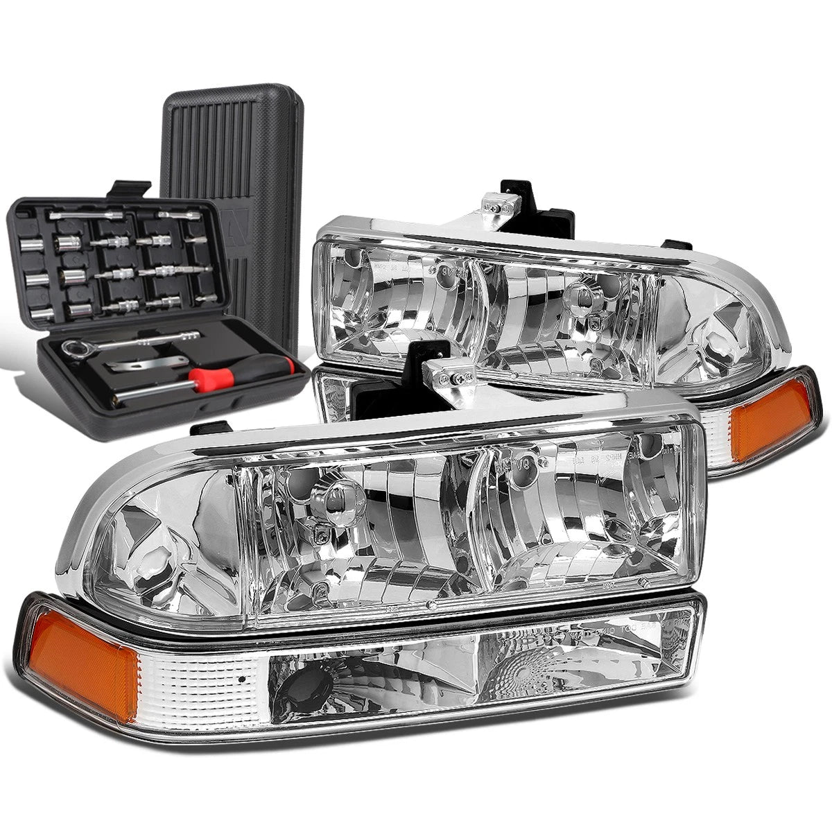 Set of 2 Chrome Amber Headlight Bumper Lamps for C10 Pickup Blazer (1998–2004)