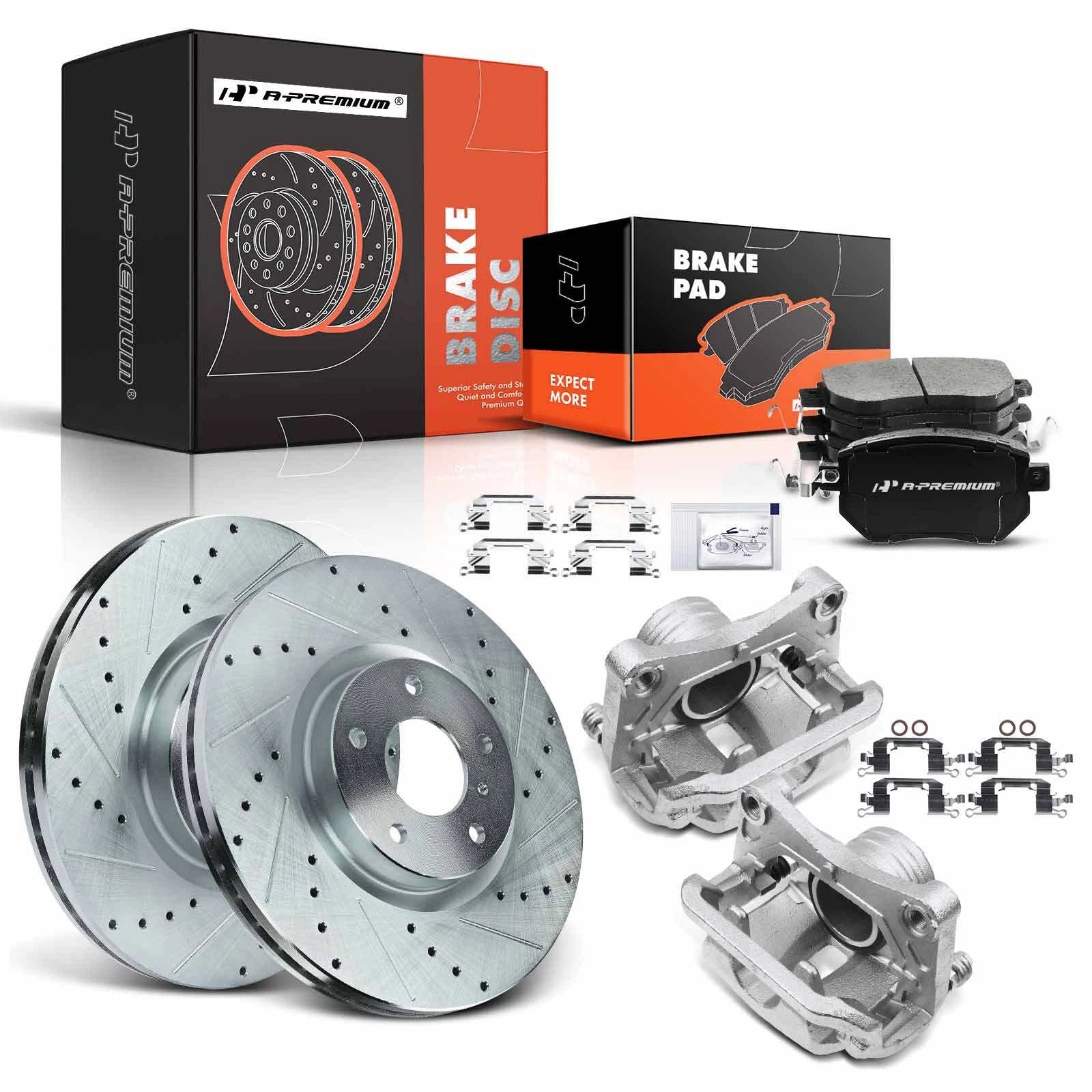 Set of 8 Drilled Brake Rotors and Pads for Nissan Murano (2005–2007, 2012)
