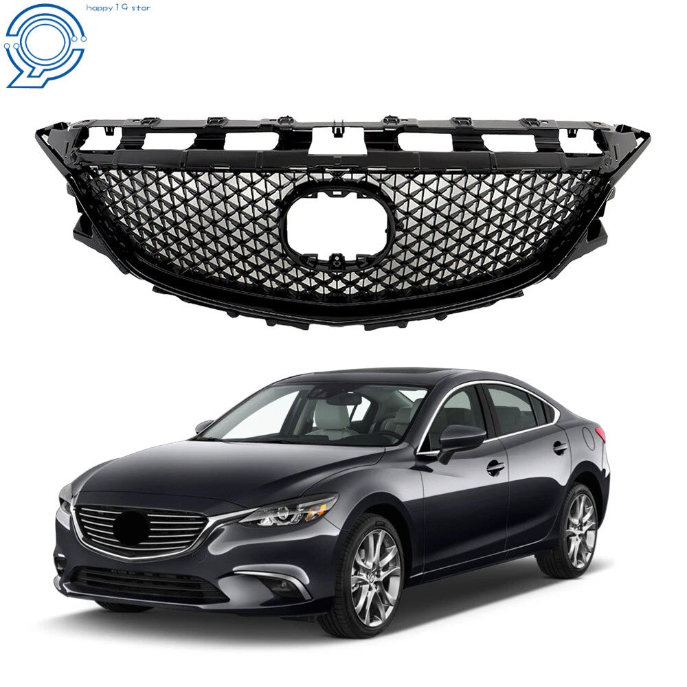 Front Bumper Grille Mesh Honeycomb Glossy Black for Mazda 6 (2014–2016)