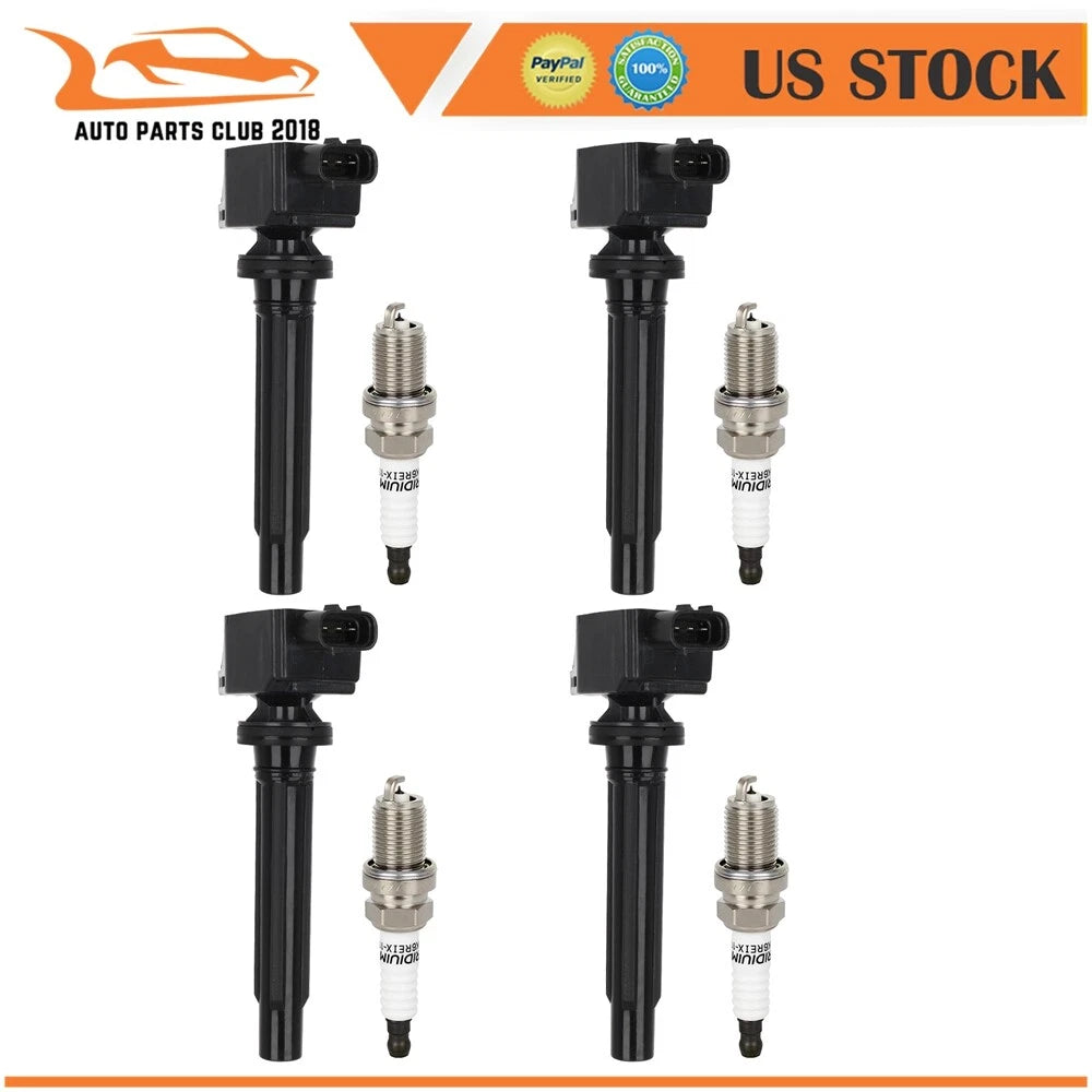 Set of 4 Ignition Coils and 4 Spark Plugs for Suzuki SX4 (2007–2009)