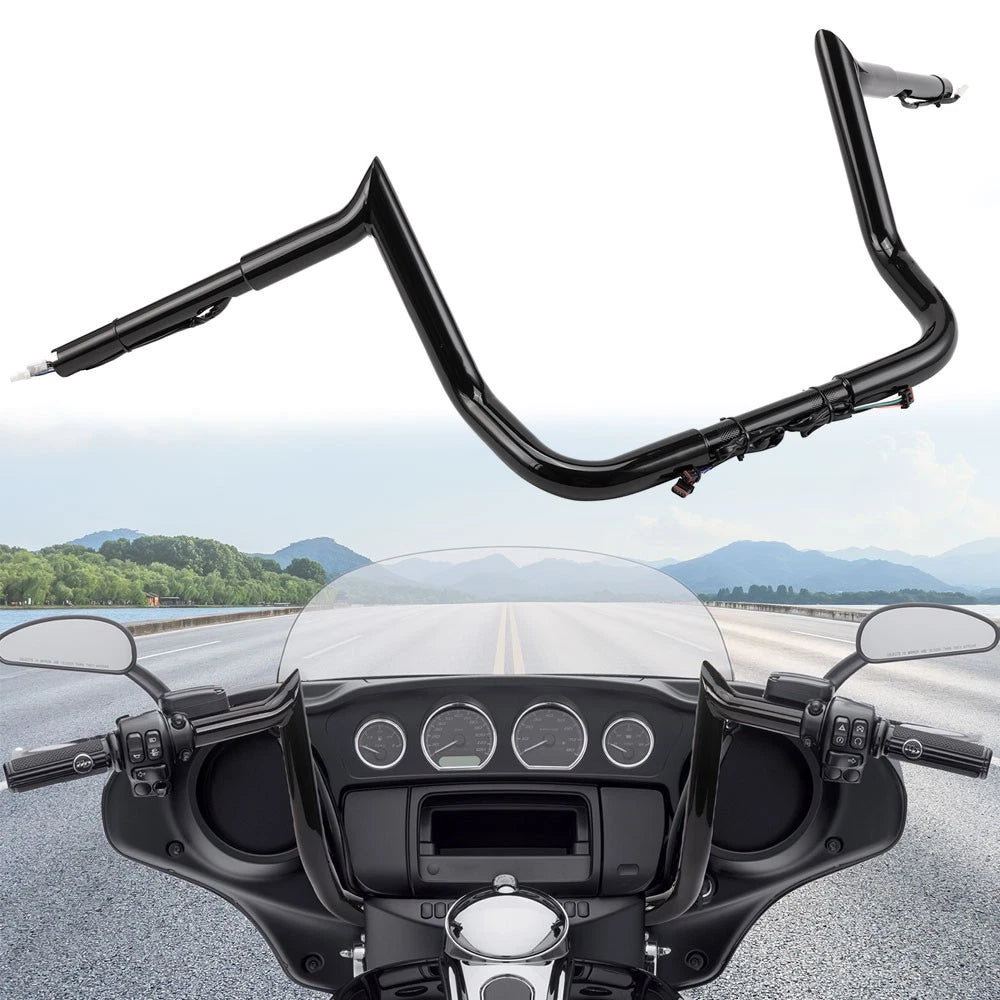 12" Monkey Meathook Bar Ape Hanger Handlebar for Harley (Pre-Wired)