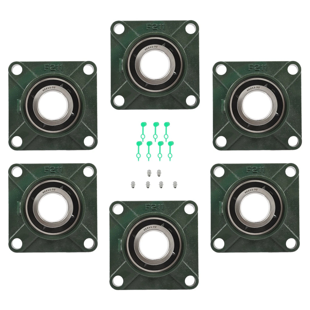 Set of 6 Pillow Block Bearings for UCF211-32 (2" Bore)
