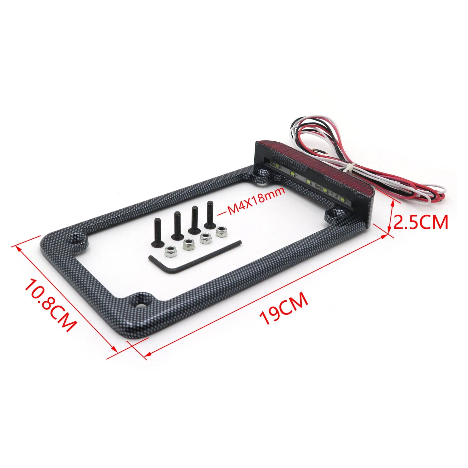 3" LED Signal Brake License Plate Frame for Honda/Suzuki/Yamaha/Kawasaki/Harley