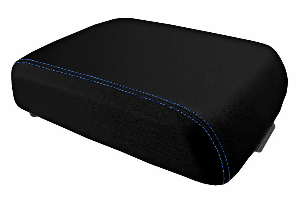 Leather Console Lid Bucket Seat Cover for Ford F250 (1999–2010) Blue Stitch