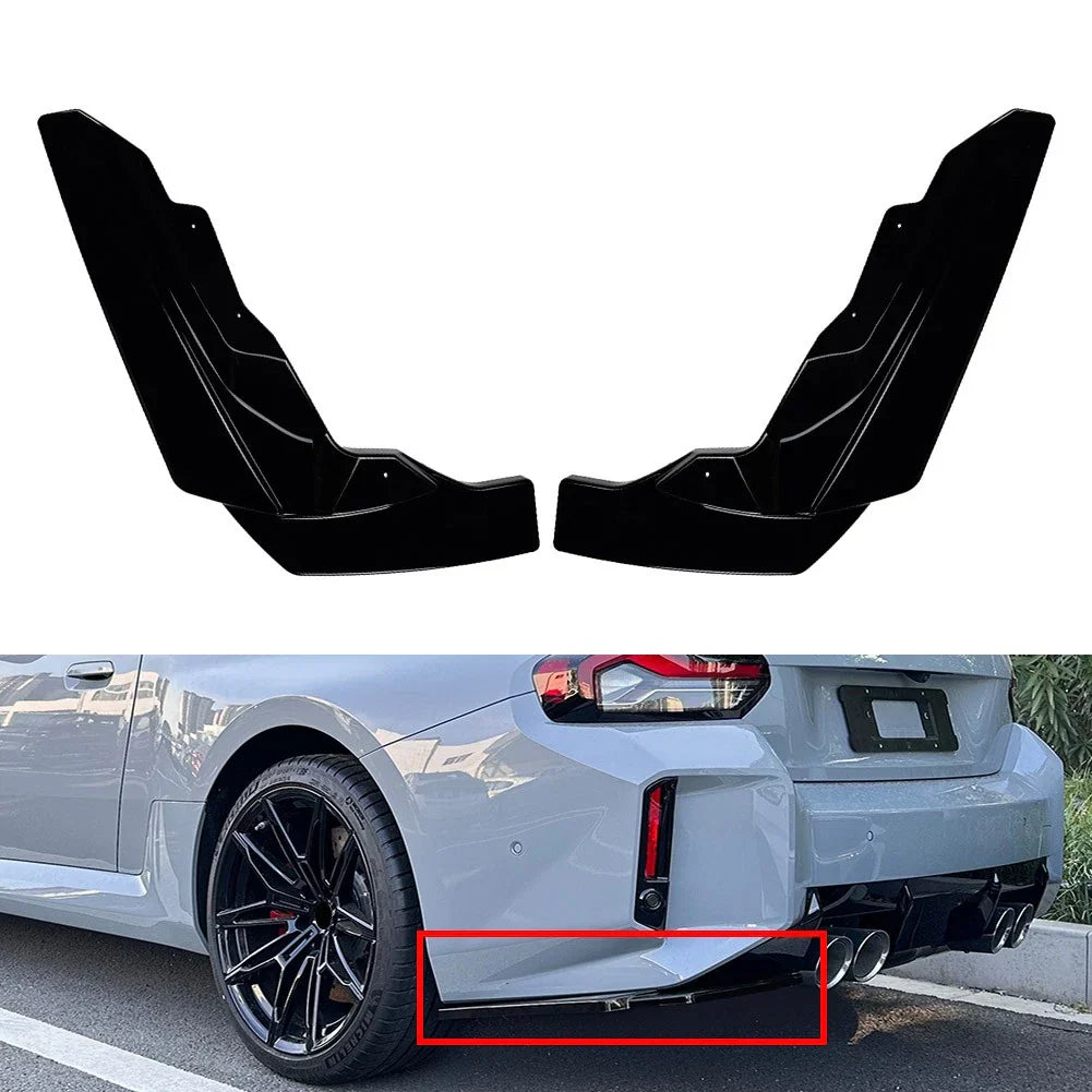 Glossy Black Rear Bumper Side Spoiler Lip for BMW 2 Series M2 (2023-2024)