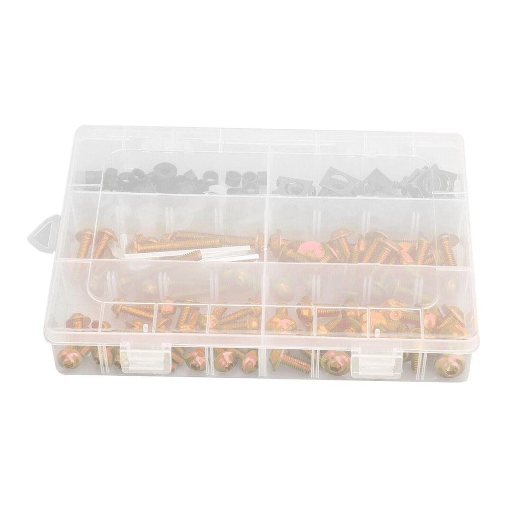 177PCS Fastener Kit for Sportbikes (M5/M6) - Gold Bolts