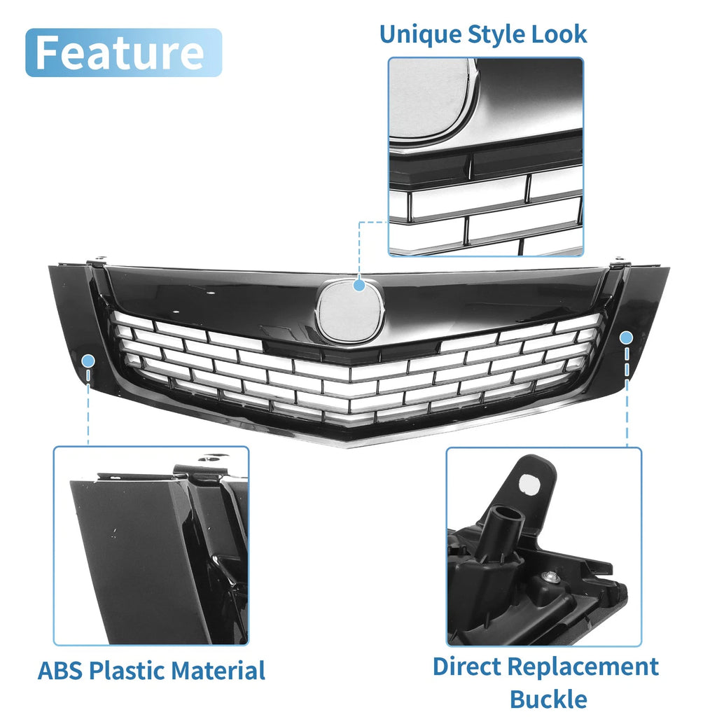 Front Upper Bumper Grille for Acura TSX (2009) - Black