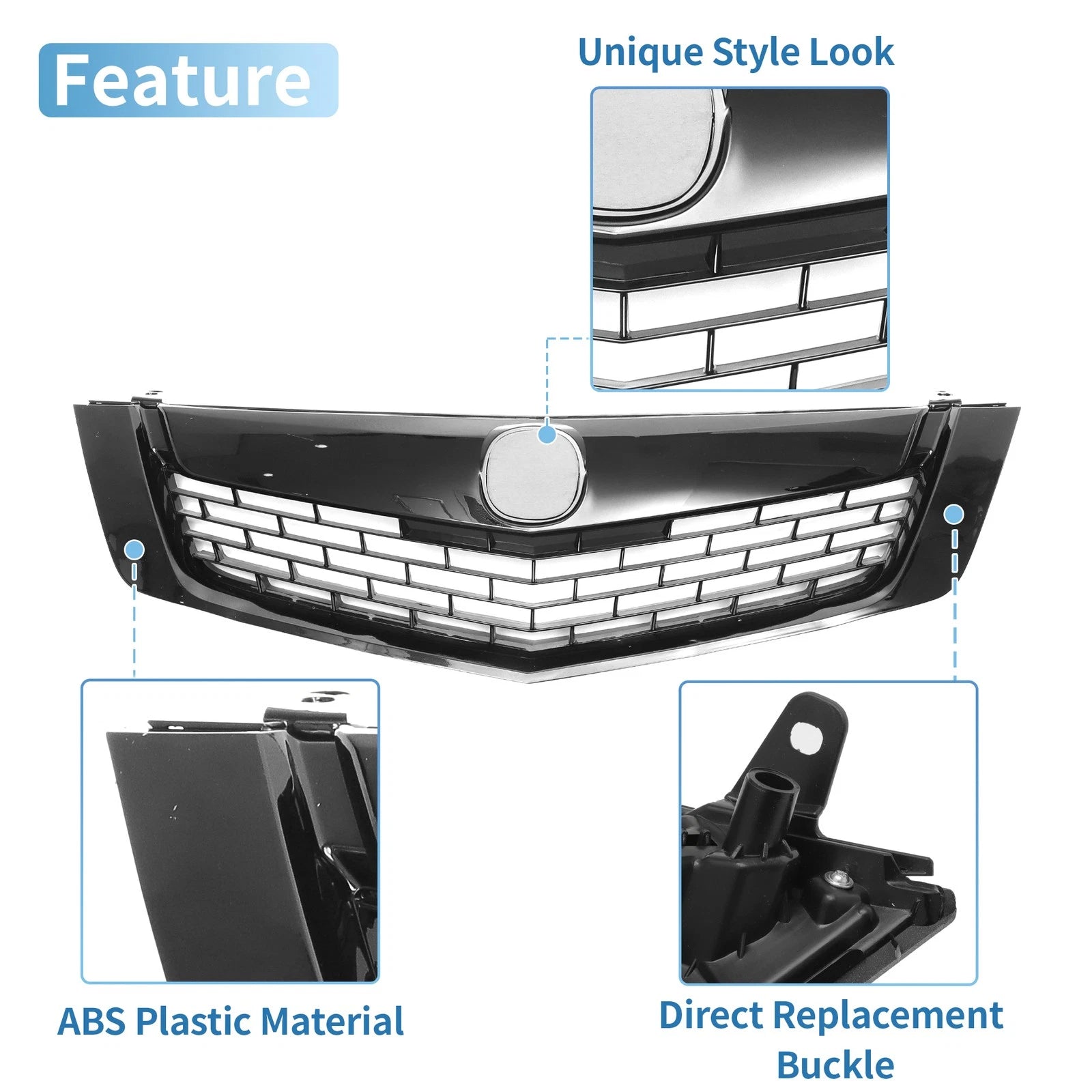 Front Upper Bumper Grille for Acura TSX (2009) - Black