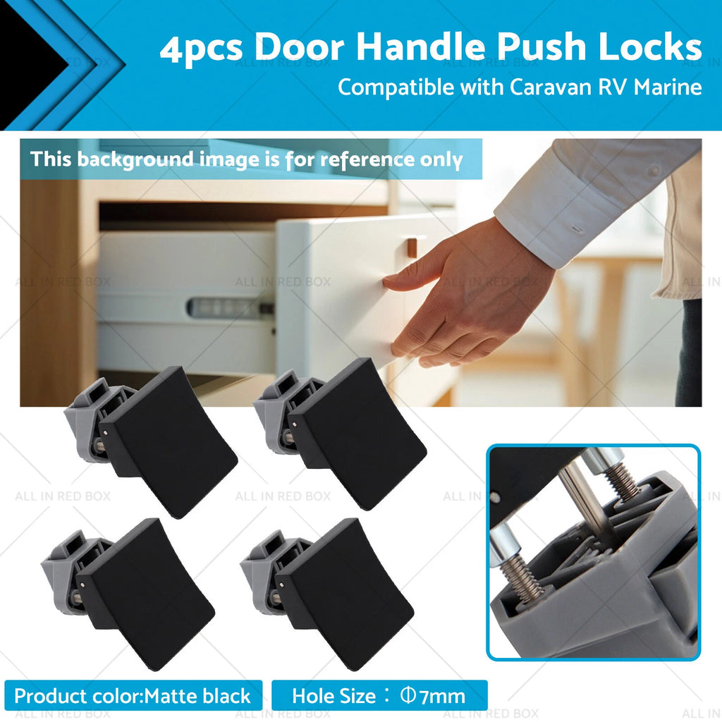 Set of 4 Square Door Cupboard Latch Knob Handle Push Locks for Caravan RV