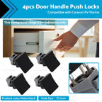Set of 4 Square Door Cupboard Latch Knob Handle Push Locks for Caravan RV