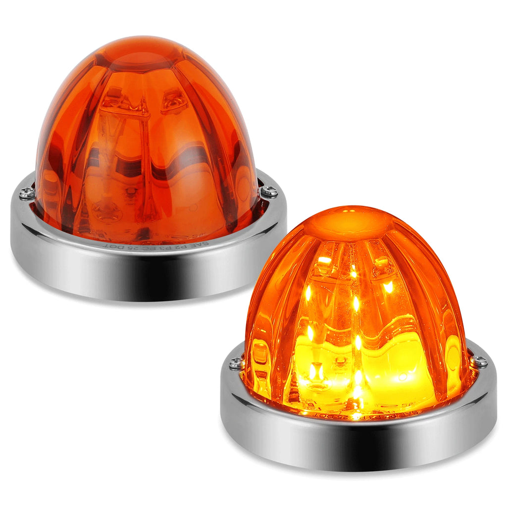 Pair Chrome Amber LED Side Marker Light Assembly for