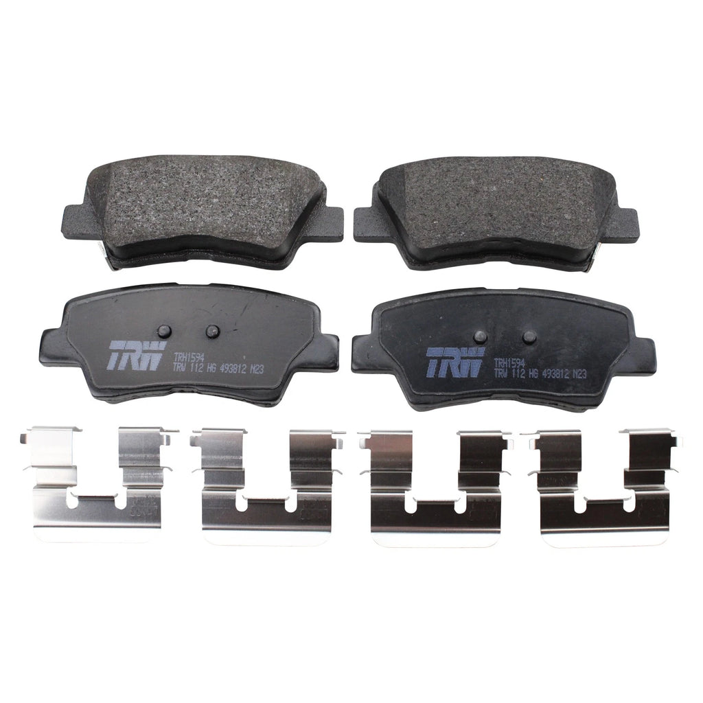 Set of 2 Rear Rotors & TRW Pro Low-Met Disc Brake Pad Kit for Kia Forte/Soul/Veloster (2014–2019)
