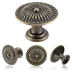 Set of 6 Zinc Alloy Vintage Flower Handle Knobs for Drawer Door Cabinet