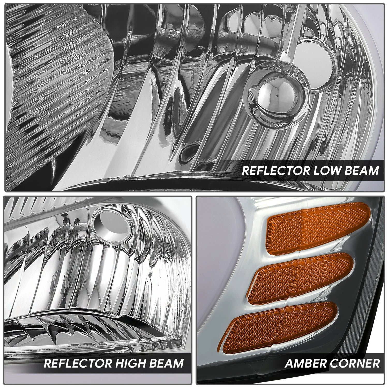 3D LED Bar Chrome Housing Amber Corner Headlights for Pontiac Grand Prix (2004–2008)