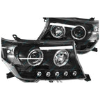 2 x Headlights for Toyota Landcruiser 200 Series Angel Eye Projector BLACK