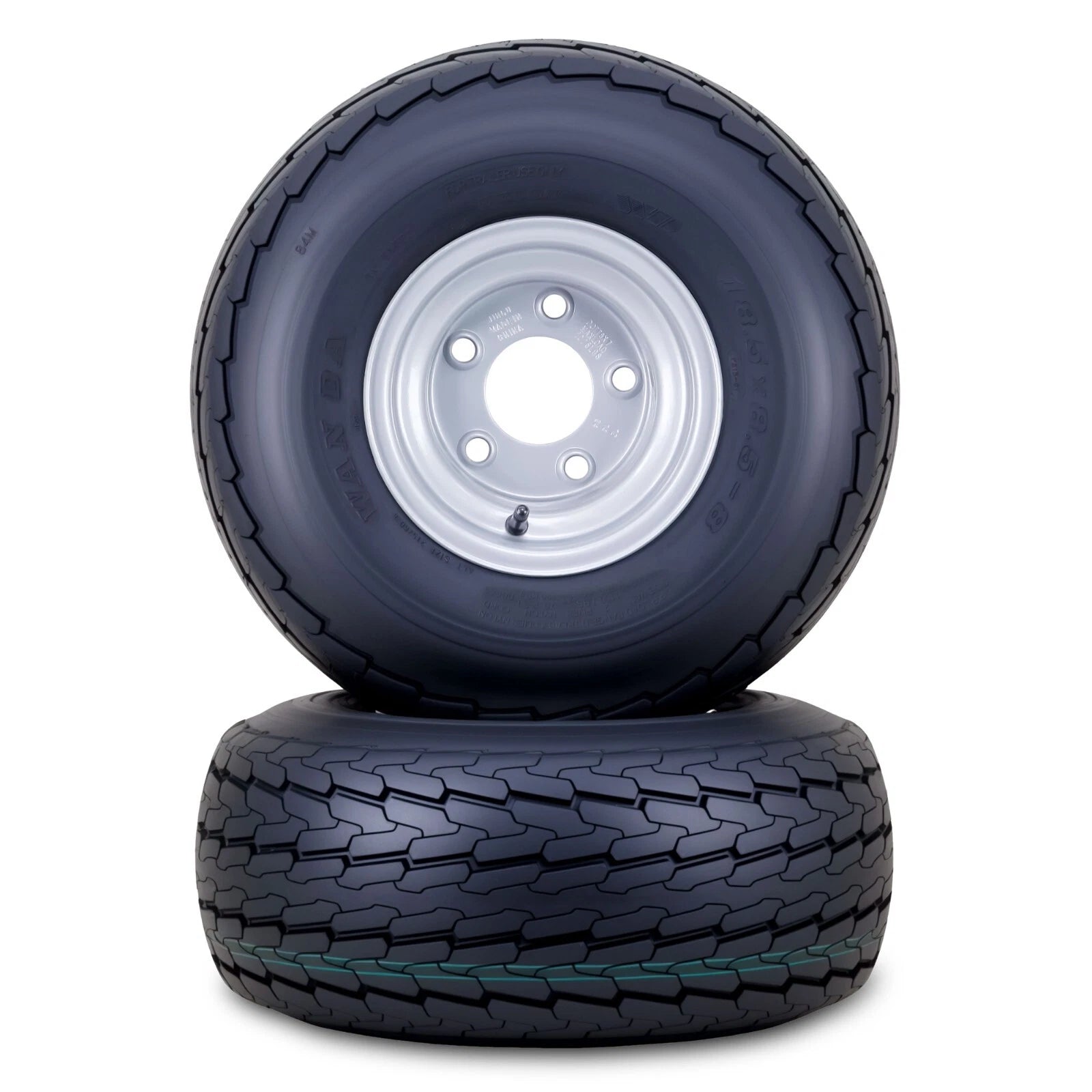 2 WANDA Trailer Tire Wheel Assembly 18.5x8.5-8 8-Ply 5 Lugs 4.5" Silver Rim
