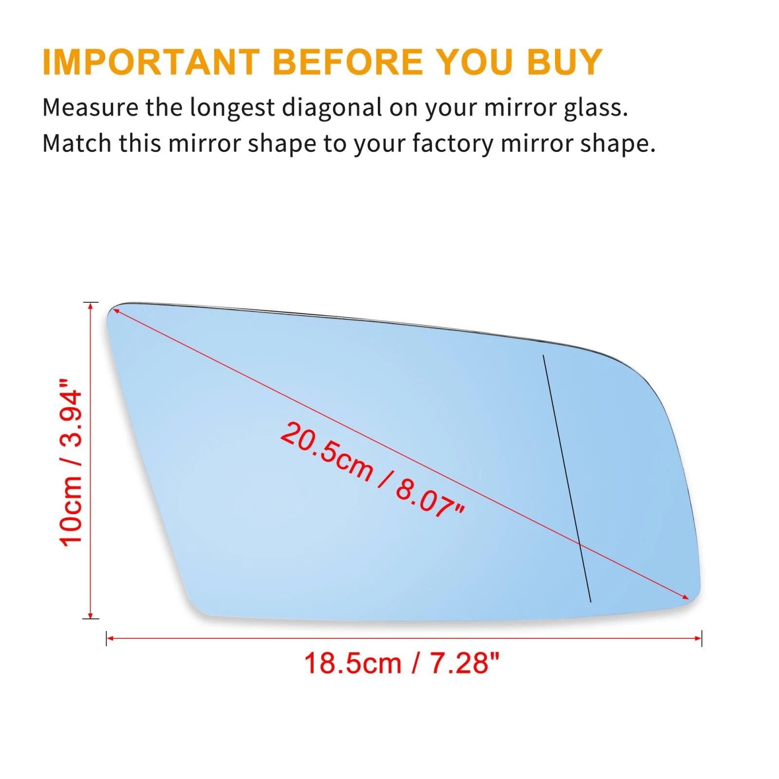 Heated Blue Mirror Glass Replacement RH for BMW 550i 525i 545i (2006–2010)