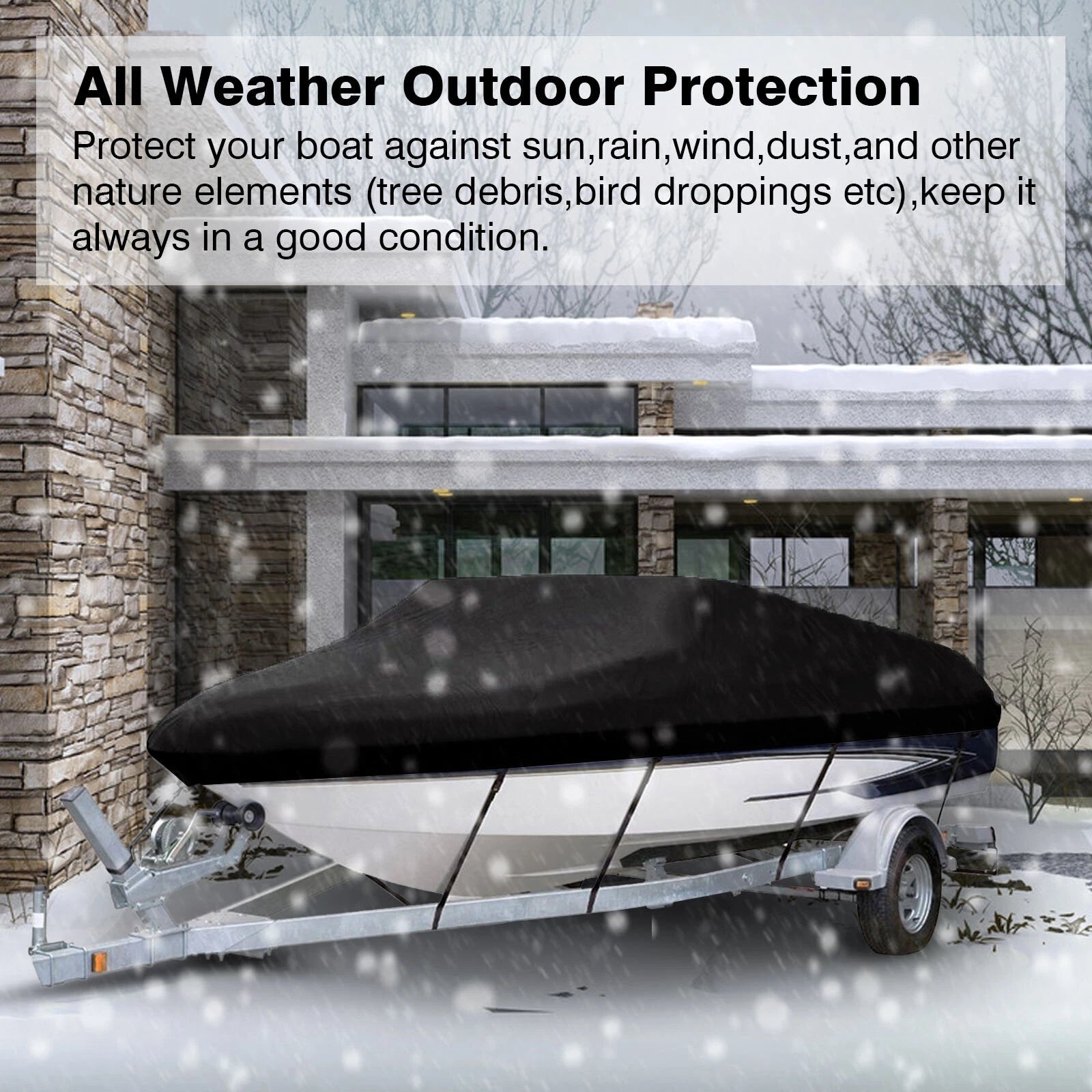 Boat Cover for V-Hull Fishing Boats (20ft-22ft) Waterproof Heavy Duty