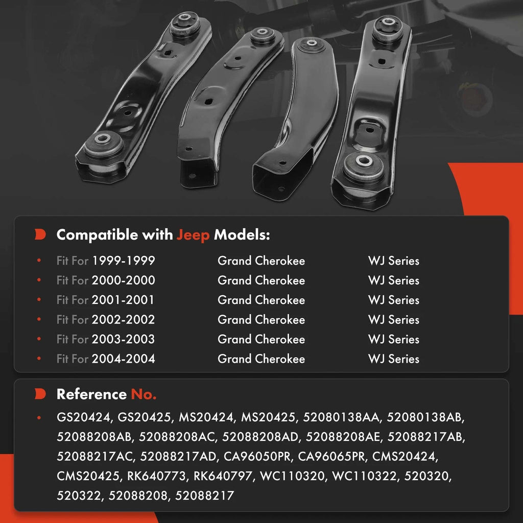 Set of 4 Front Control Arms for Jeep WJ Grand Cherokee (1999–2004)