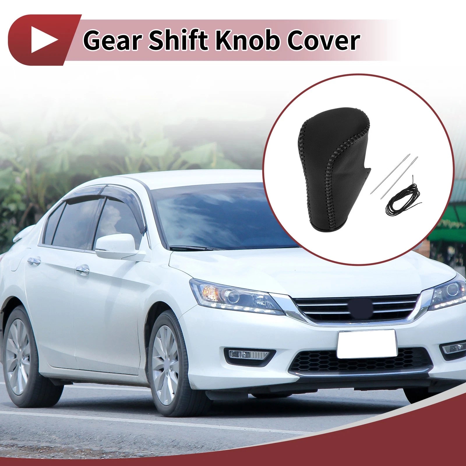 1 Pc Gear Shift Knob Cover for Honda Accord 8 (2008–2012) Black Leather