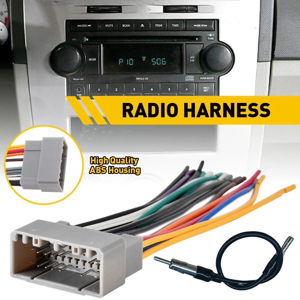 Car Radio Stereo Wiring Harness Antenna Adapter for Mitsubishi Raider (2006–2007)