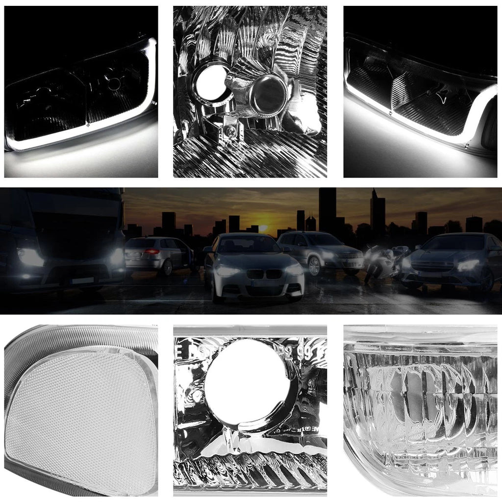 Projector Headlight Set for Dodge Durango (2014–2020) Black Housing Amber Corner