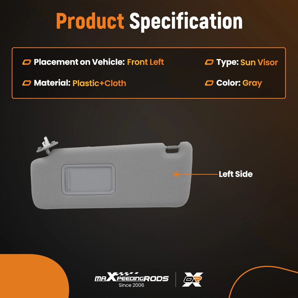 Driver Left Sun Visor for Toyota 4Runner (2010–2023) 74320-35A90-B1 Gray