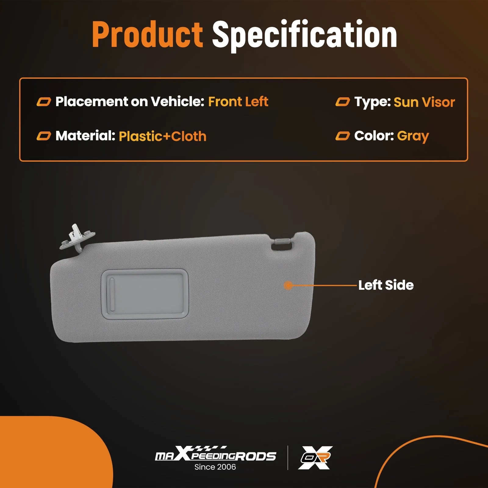 Driver Left Sun Visor for Toyota 4Runner (2010–2023) 74320-35A90-B1 Gray