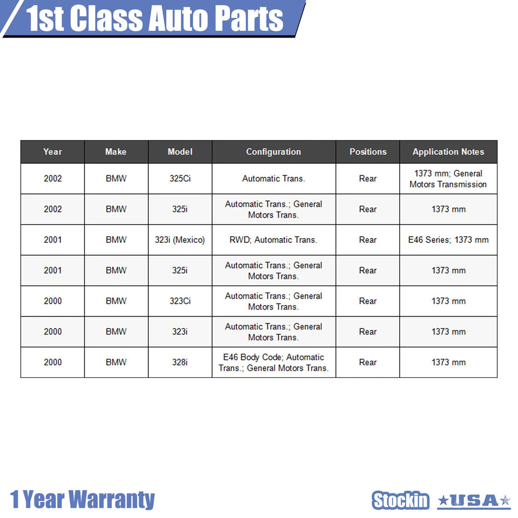 Rear Drive Shaft Prop for BMW E46 323i 325i 325Ci 328i (1998–2006)