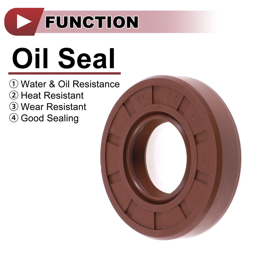2X Oil Seal Rotary Shaft Seal FKM Rubber 22x47x10mm for Various Models