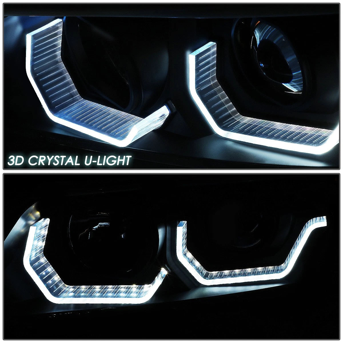 LED 3D Crystal U-Halo Headlights for BMW 3-Series E90 (2009–2012)