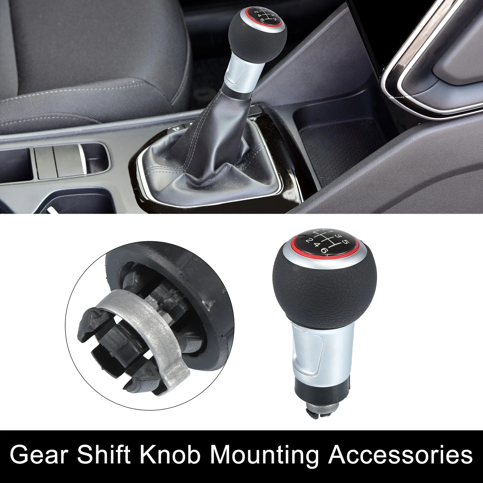 6 Speed Gear Shift Knob for Audi A4 S4 B8 8K (2008–2016) Black Red