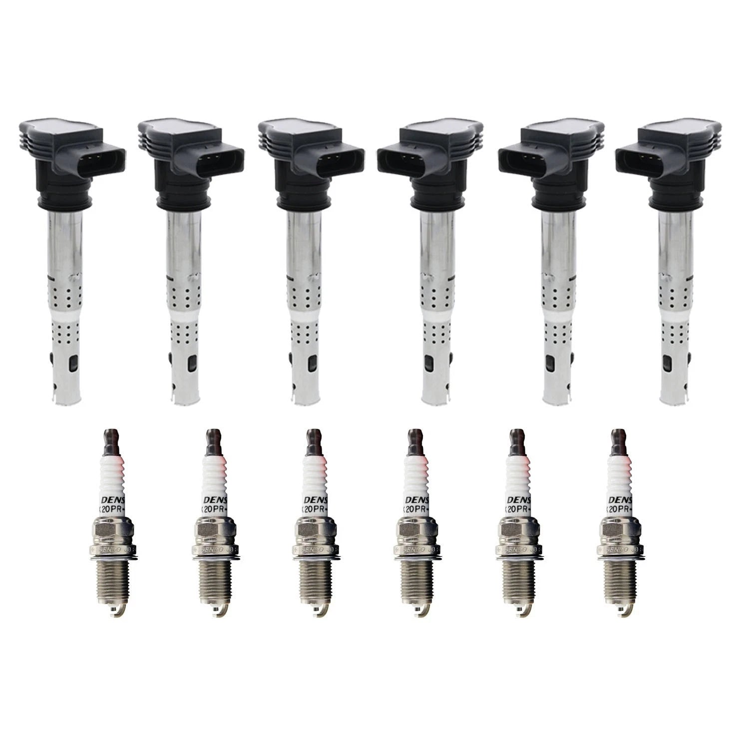 Set of 6 Ignition Coils & Denso U-Groove Spark Plugs for Audi Q5 (2009)