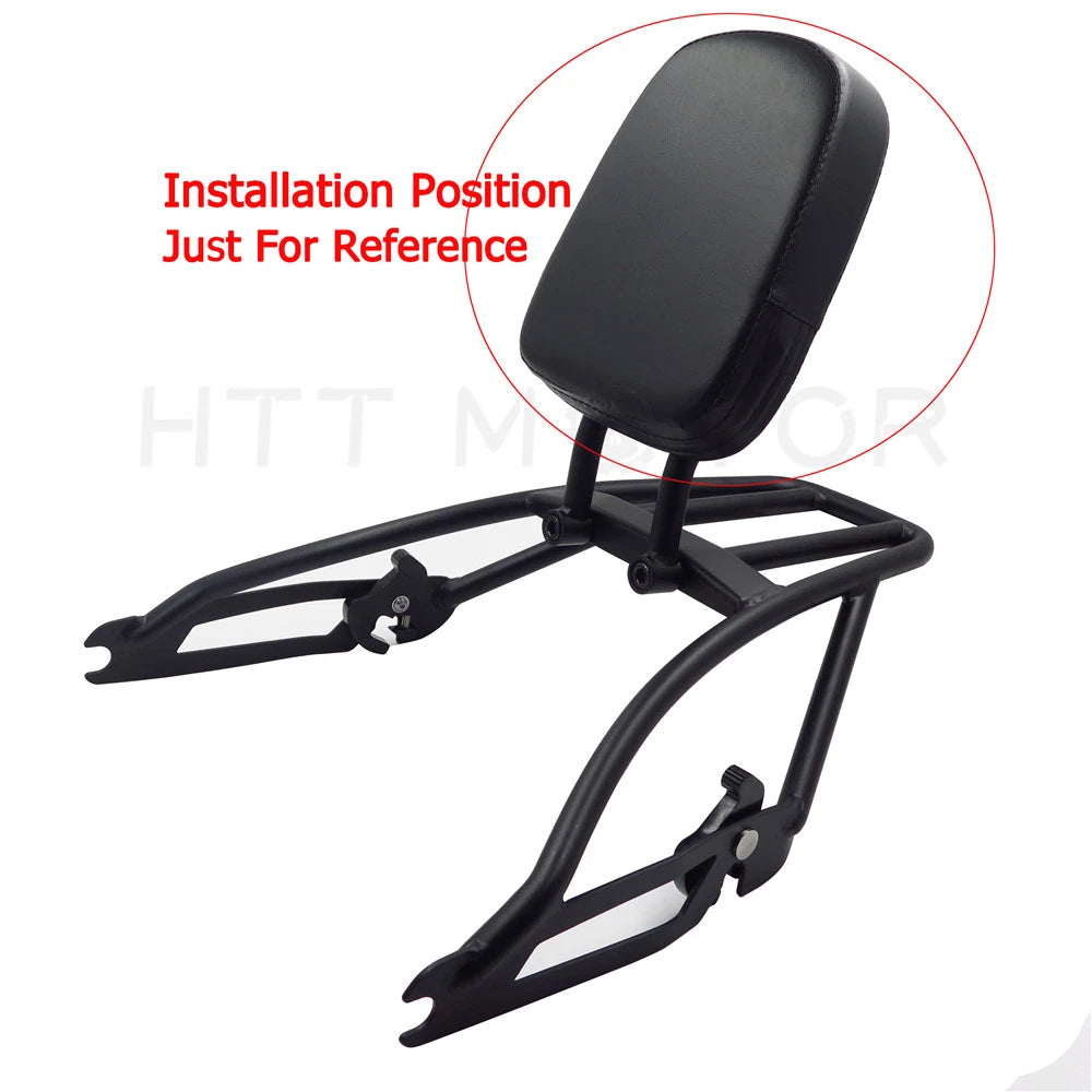 Sissy Bar Cushion Pad for Kawasaki Honda Suzuki Harley (Black)