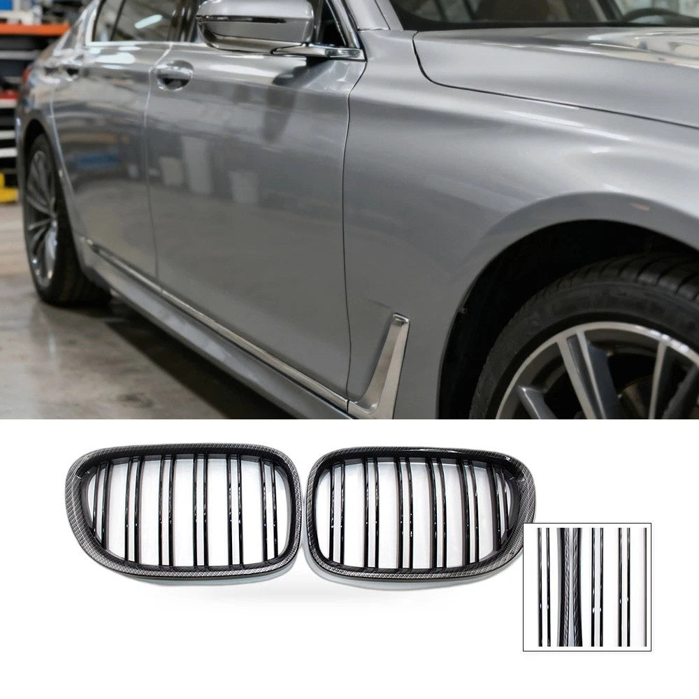 Glossy Black Double Line Front Grille for BMW 7 Series