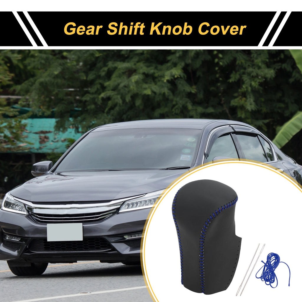 1 Pc Gear Shift Knob Cover for Honda Accord (2008–2012) Black Blue Faux Leather