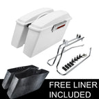 White Hard Saddlebags & Conversion Bracket for Harley Softail Fatboy (1984–2017)