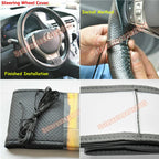 Steering Wheel Cover for Universal Fit (DIY PU Leather, Anti-slip, Black)