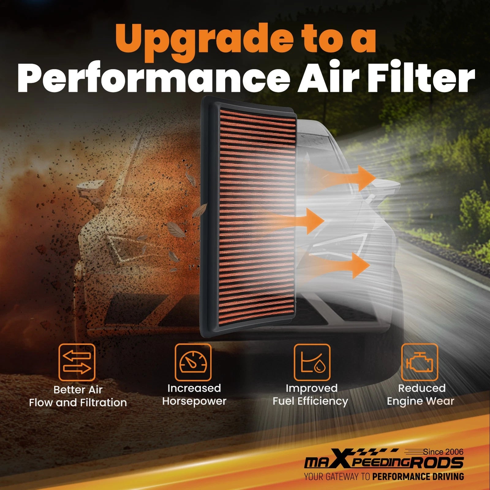 High Flow Engine Air Filter for Ford Fusion 3.5L (2010–2012)
