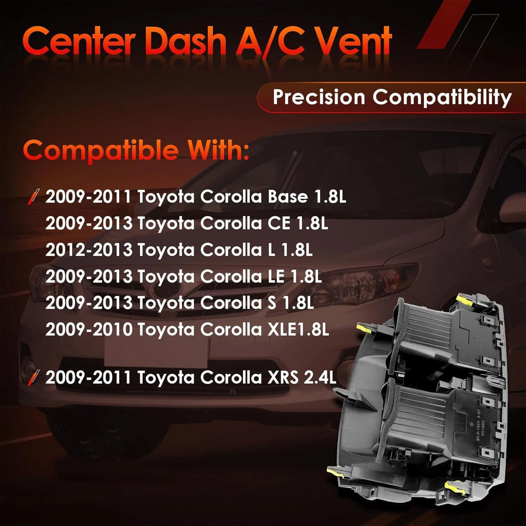 Center Dash A/C Air Vent Trim Panel for Toyota Corolla (2009-2013)