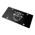 US Army Special Forces License Plate Frame Black Stainless for Universal