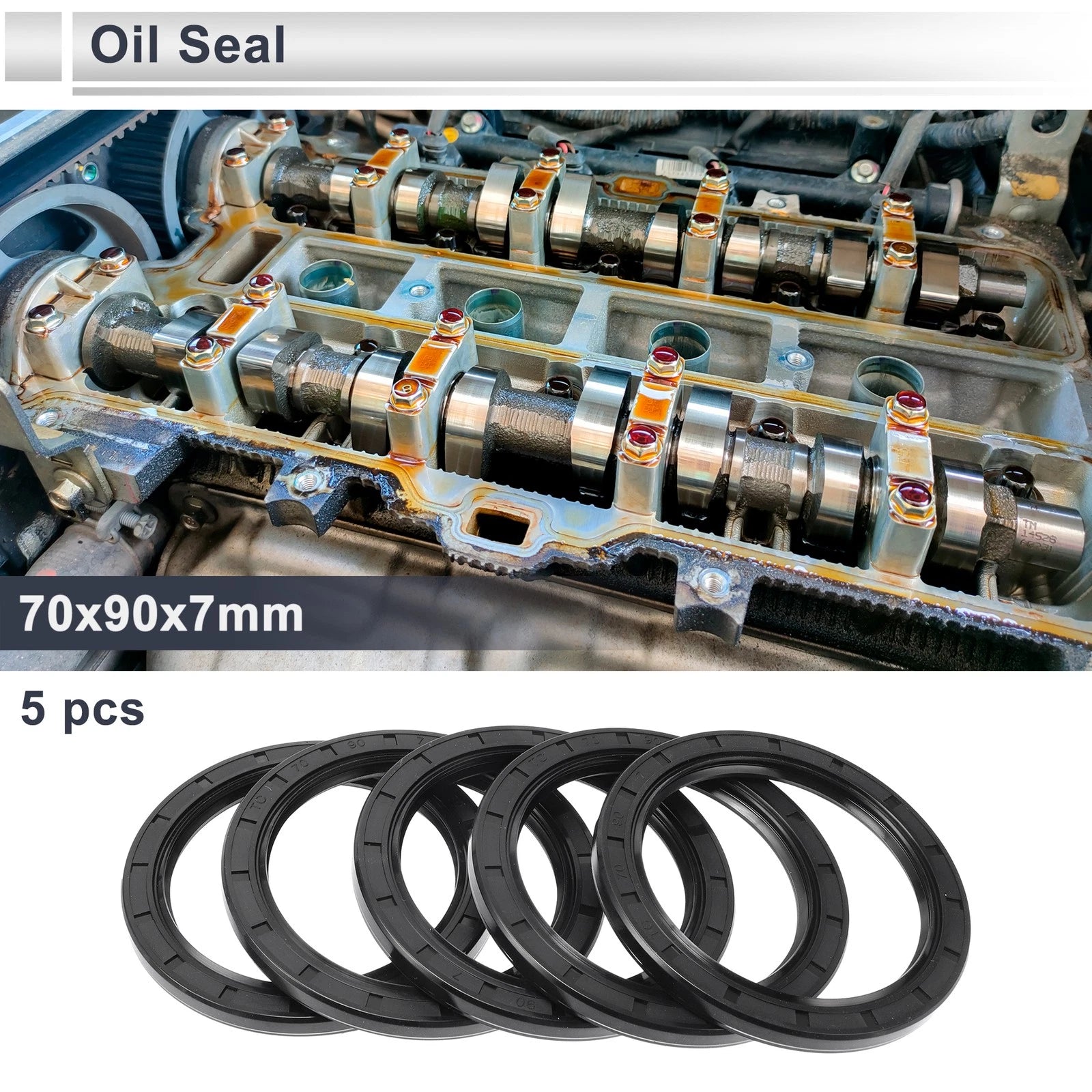 Set of 5 Oil Seal Rotary Shaft Seals for Various Models (70x90x7mm)