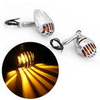 2X Motorcycle Turn Signal Indicator Lights Amber Chrome for Universal