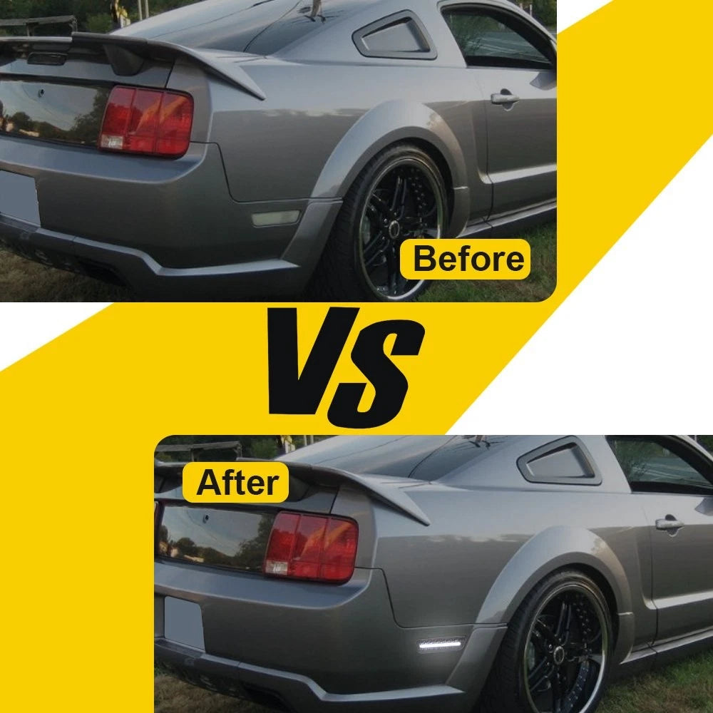 Smoked White LED Rear Bumper Side Marker Lamps for Ford Mustang (2005–2009)