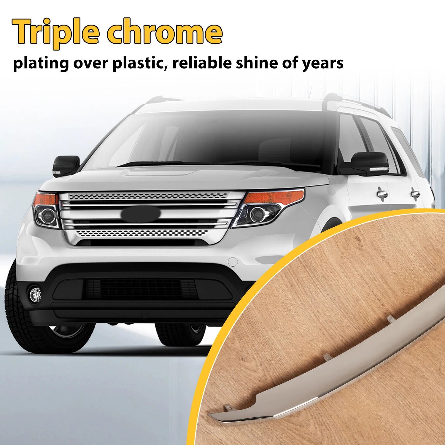 Upper Chrome Grille Molding Trim for Ford Explorer (2011-2015)