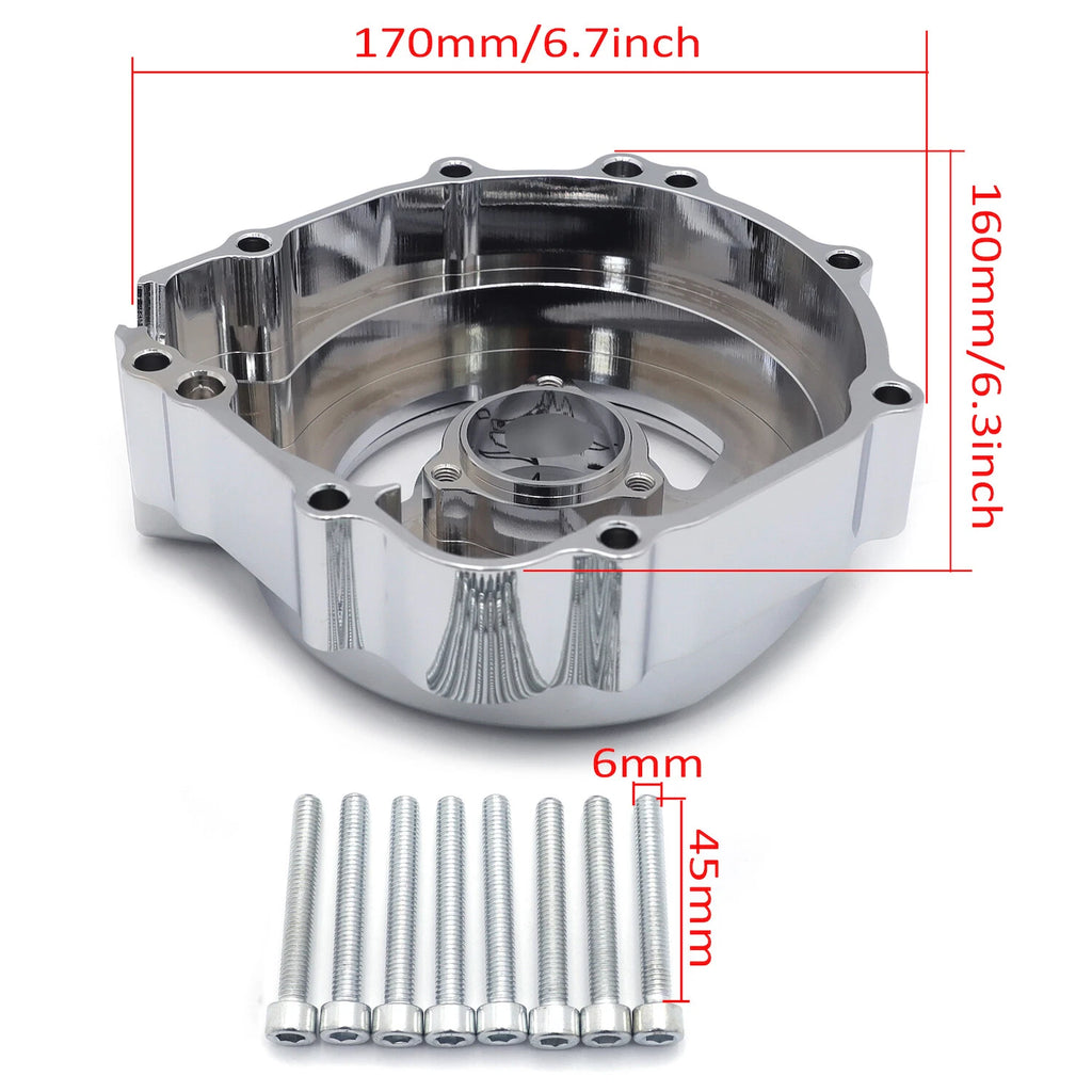 Chrome CNC Clear Engine Stator Cover for Suzuki GSXR600 750 (2001–2003) GSXR1000 (2001–2002)
