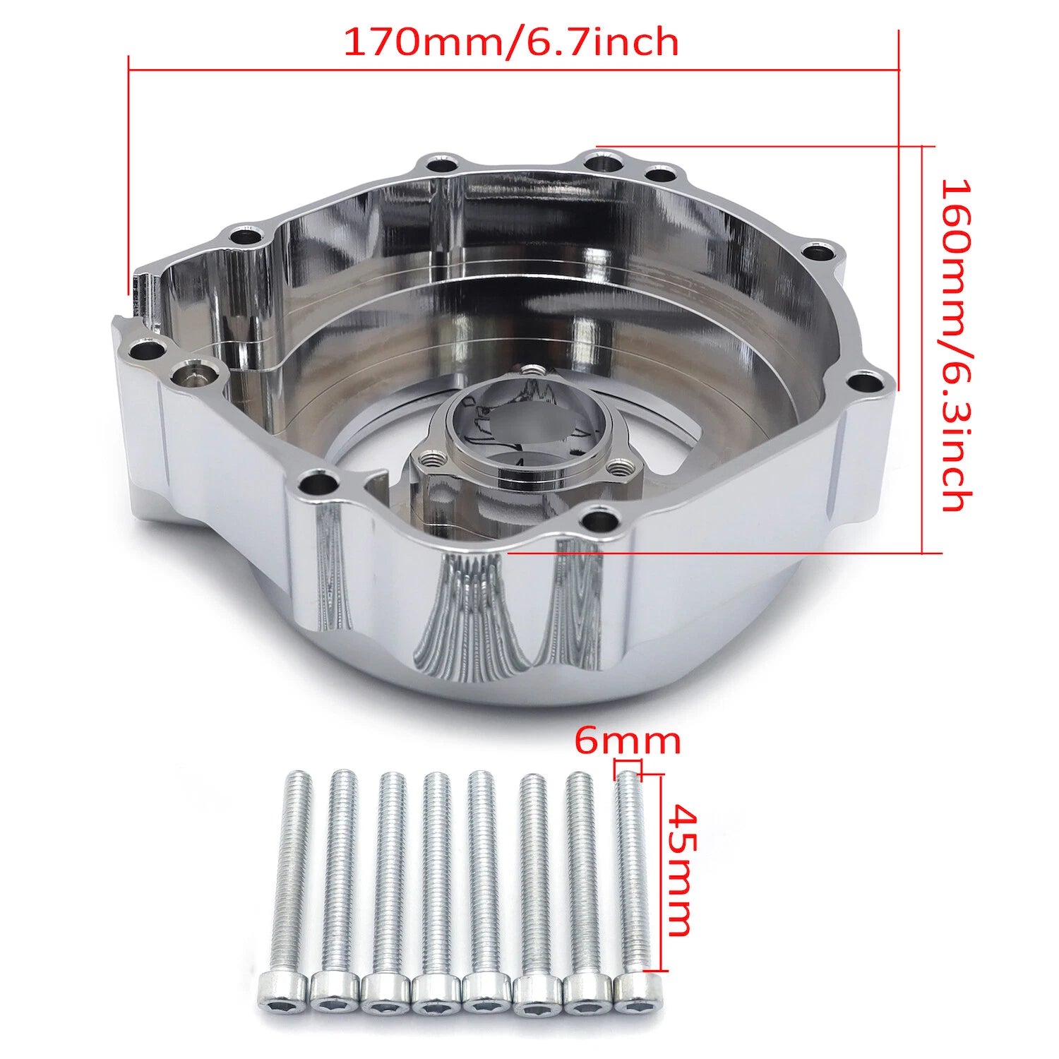 Chrome CNC Clear Engine Stator Cover for Suzuki GSXR600 750 (2001–2003) GSXR1000 (2001–2002)