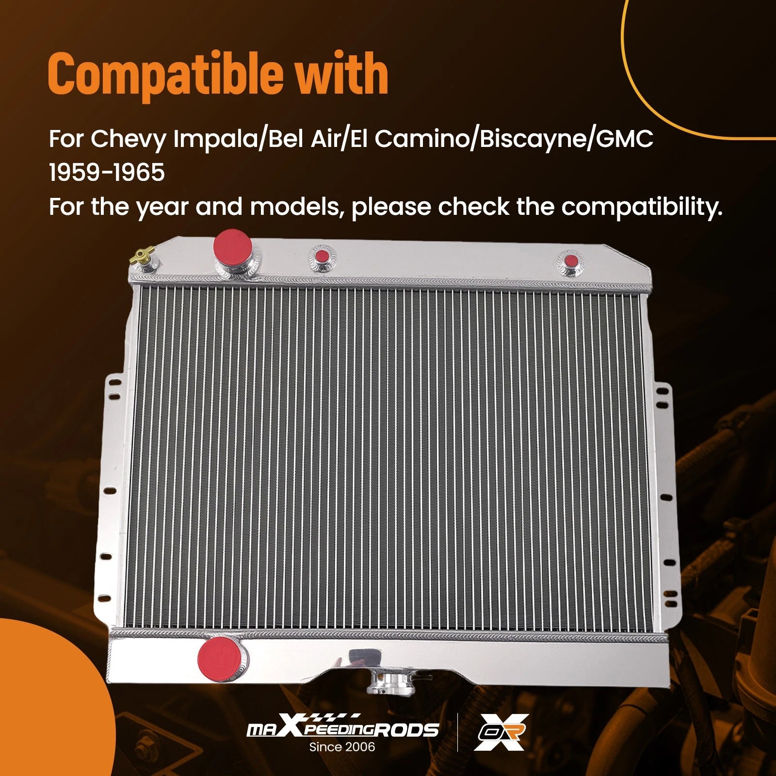 3 Row Aluminum Engine Radiator for Chevy Bel Air Impala (1959–1965)